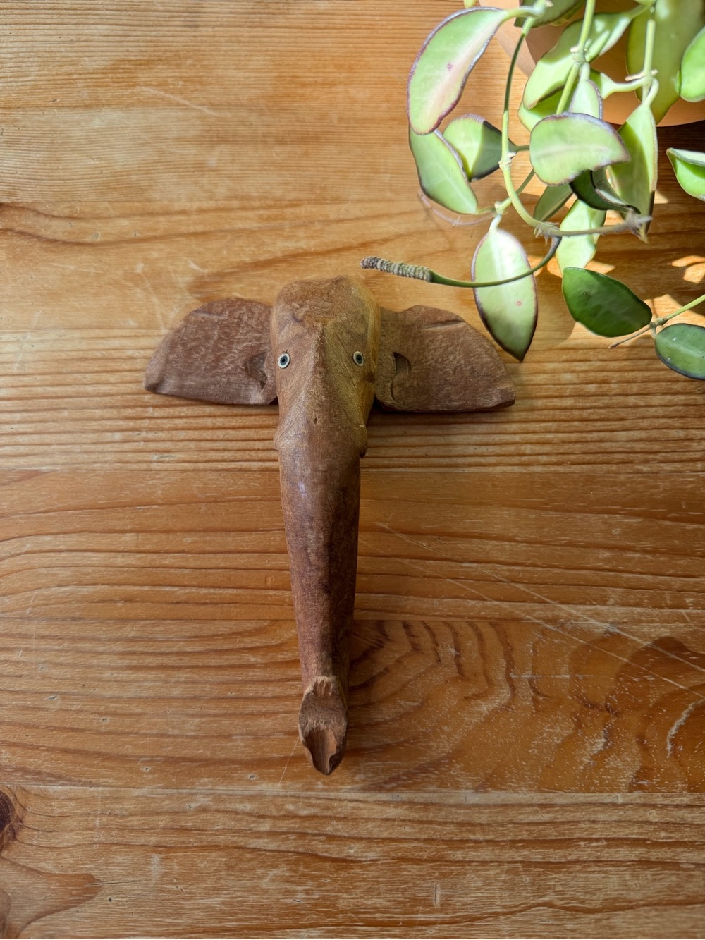 Handcrafted Vintage Wooden Elephant Wall Hook